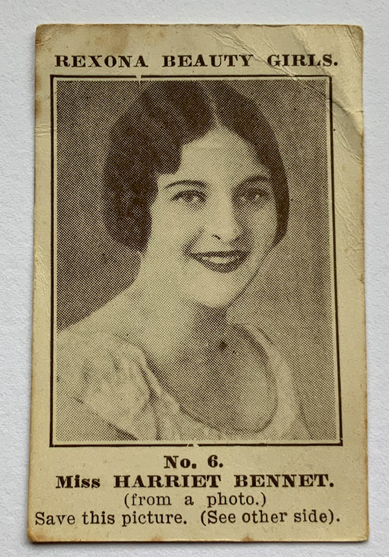 Australian Art Deco Rexona Beauty Girls 1920s Trade card Miss Harriet Bennett no.6